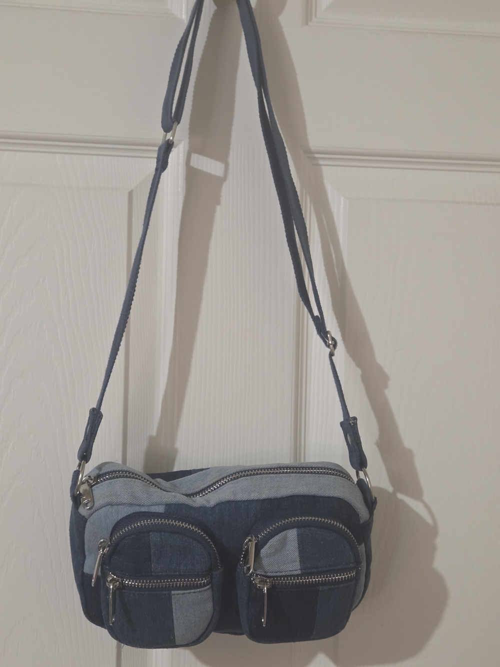 wild fable Denim Patchwork Crossbody Bag - Blue